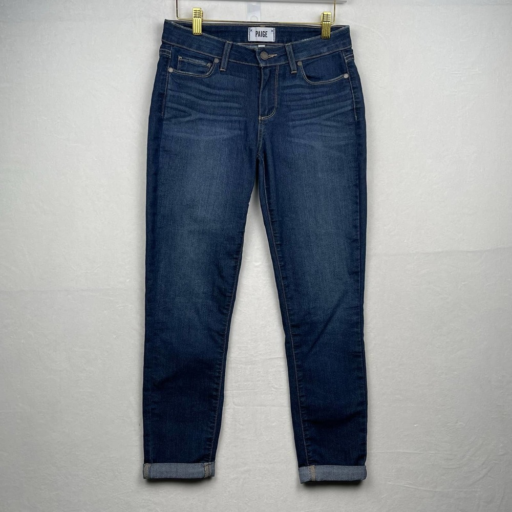 PAIGE Jeans Women's Size 27 (4) Kylie Crop Cuffed Distressed Stretch Denim - Picture 1 of 10